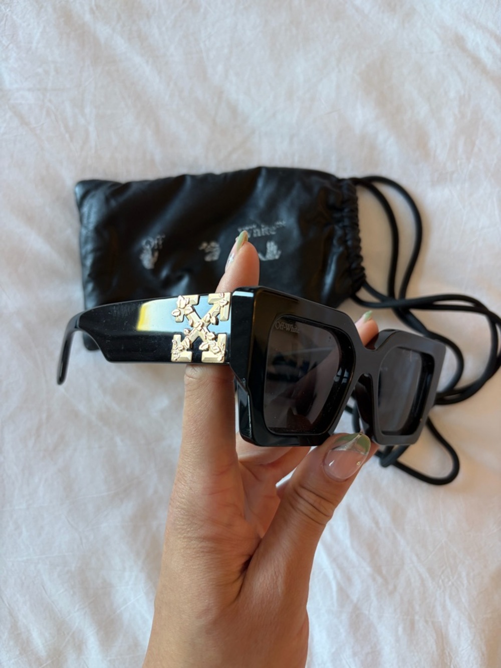 Authentic Off-White Black Square Logo Sunglasses with Silver Hardware
